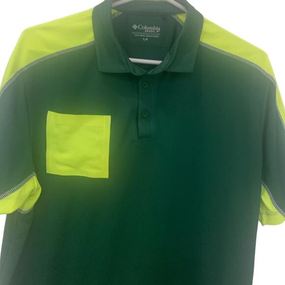 Columbia Polo Golf Shirt Large Green Omni-Wick Pocket Lightweight Vent - Picture 5 of 11